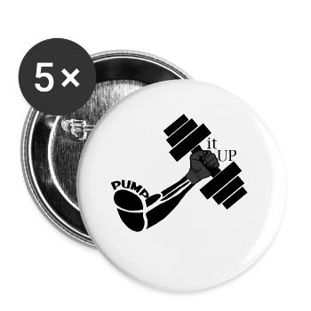 Kraftfaust mit Hanteln - Buttons groß 56 mm (5er Pack) - Weiß - Vorne