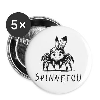 spinnetou wortspiel spinne lustig winnetou - Buttons groß 56 mm (5er Pack) - Weiß - Vorne