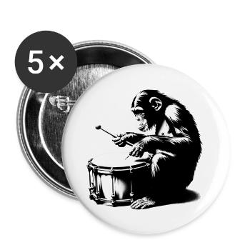 Drummer in Monkey Orchestra StreetArt Banksy Style - Buttons large 2.2''/56 mm (5-pack) - white - Front