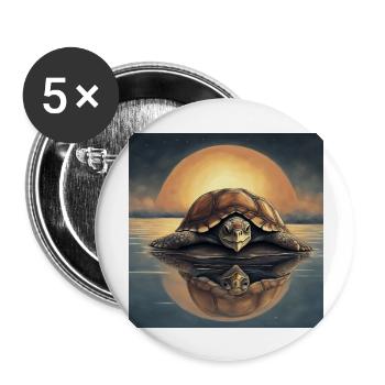 Schildkröte vor Sonnenuntergang - Buttons groß 56 mm (5er Pack) - Weiß - Vorne