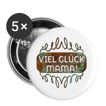 VIEL GLÜCK MAMA - Buttons groß 56 mm (5er Pack) - Weiß - Vorne