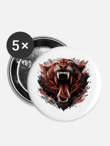 Säbelzahntiger - Sabertooth v1 - Buttons groß 56 mm (5er Pack) - Weiß