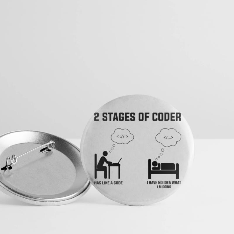 2 Stages Of Coder - Gift Idea Humor Code Coding Buttons large 2.2''/56 mm (5-pack)