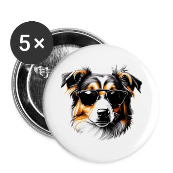 Australian Shepherd Dog Owner Dog Puppy - Buttons large 2.2''/56 mm (5-pack) - white - Front