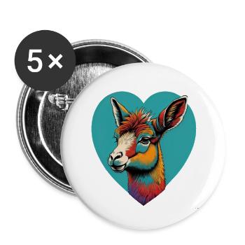 Lama Heart - Buttons groß 56 mm (5er Pack) - Weiß - Vorne