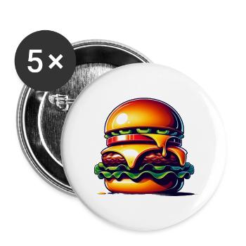 Yummy burger! - Buttons large 2.2''/56 mm (5-pack) - white - Front