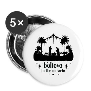 Croire au miracle - Lot de 5 grands badges (56 mm) - blanc - Devant