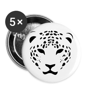 Leopard - Buttons groß 56 mm (5er Pack) - Weiß - Vorne