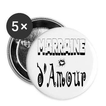 Marraine Amour Cœur - Lot de 5 grands badges (56 mm) - blanc - Devant