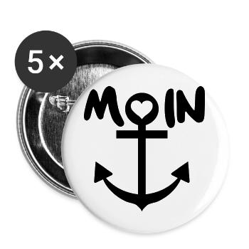 Moin Norddeutsch by nature - Buttons groß 56 mm (5er Pack) - Weiß - Vorne