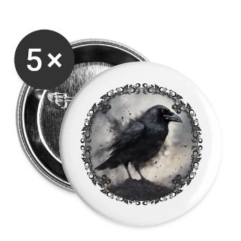 Dunkler Rabe 2 - Buttons groß 56 mm (5er Pack) - Weiß - Vorne