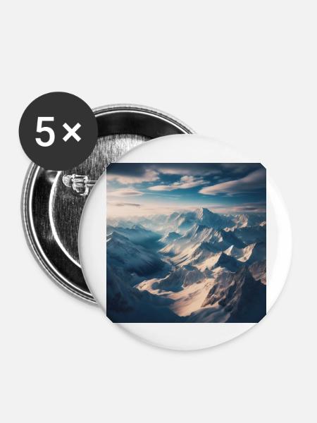 Berglandschaft - Buttons groß 56 mm (5er Pack) - Weiß