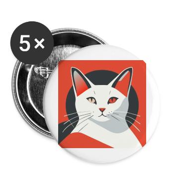 creative portrait of a cat on unisex T-shirt - Lot de 5 grands badges (56 mm) - blanc - Devant