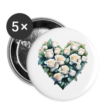 Saint-Valentin Amour fiançailles Fête des mères Mariage - Lot de 5 grands badges (56 mm) - blanc - Devant