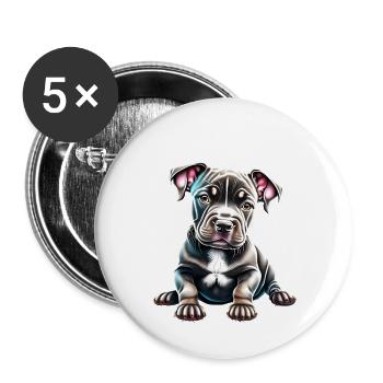Staffordshire Bullterrier Hundebesitzer Hunde - Buttons groß 56 mm (5er Pack) - Weiß - Vorne