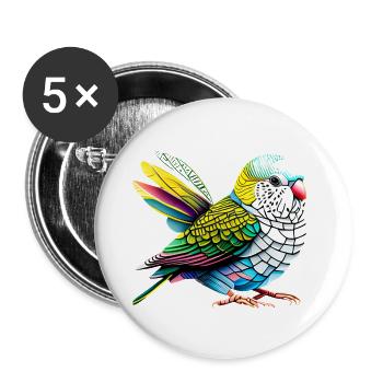 Calopsitte Perruche Oiseau Propriétaire d’oiseau - Lot de 5 grands badges (56 mm) - blanc - Devant