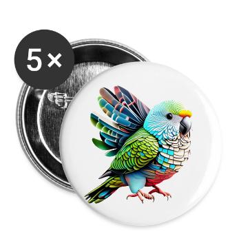 Perruche Bird Propriétaire d’oiseau Calopsitte - Lot de 5 grands badges (56 mm) - blanc - Devant