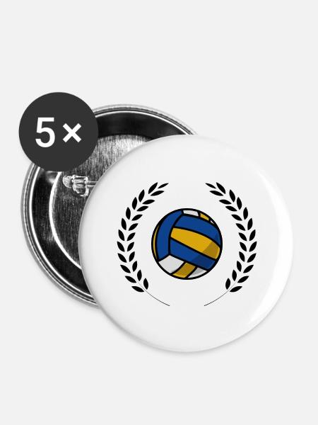 Volleyball-Krone - Buttons groß 56 mm (5er Pack) - Weiß