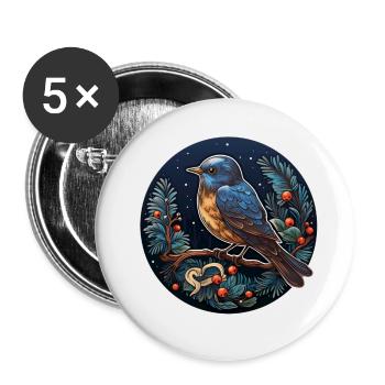 Nuit d’hiver avec oiseau - Lot de 5 grands badges (56 mm) - blanc - Devant