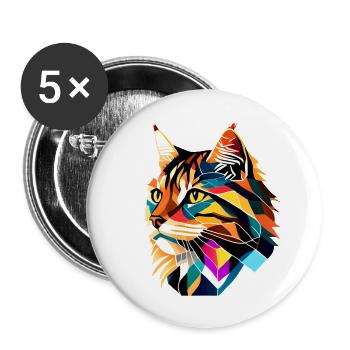 Maine Coon Chat Propriétaire Chaton Chaton Chaton Mâle - Lot de 5 grands badges (56 mm) - blanc - Devant