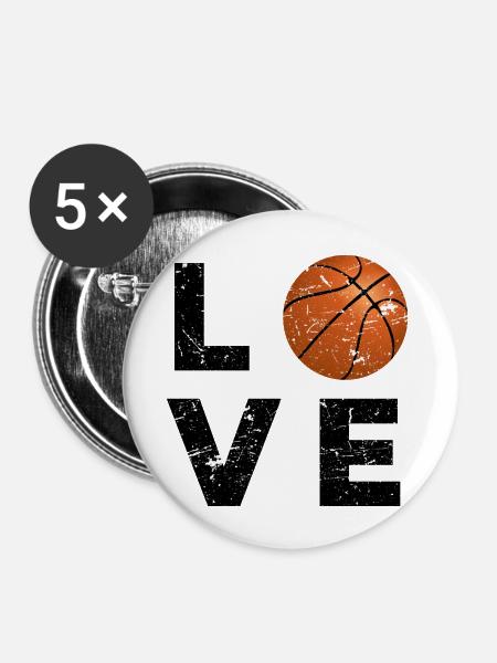 Basketball-Liebe - Buttons groß 56 mm (5er Pack) - Weiß
