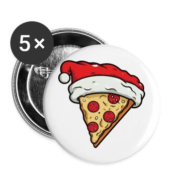 Pizza Noël Bande Dessinée - Lot de 5 grands badges (56 mm) - blanc - Devant