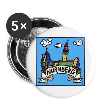 Nuremberg - Pop-Art - Franconien - Lot de 5 grands badges (56 mm) - blanc - Devant