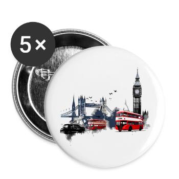 Londres, la capitale vibrante - Lot de 5 grands badges (56 mm) - blanc - Devant