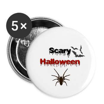 Halloween Outfit, gruselige Prints, Sprüche - Buttons groß 56 mm (5er Pack) - Weiß - Vorne