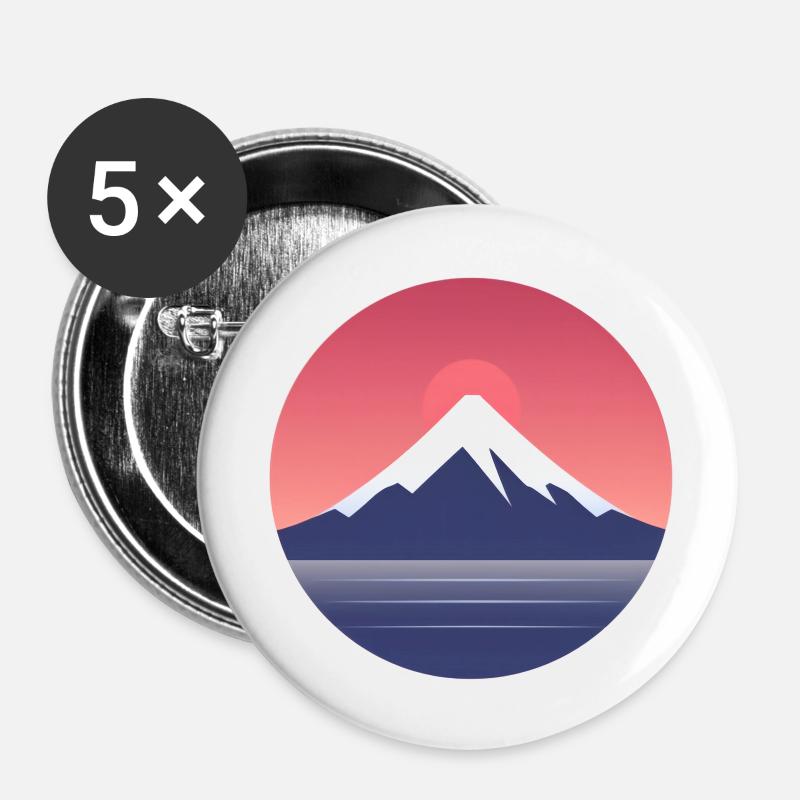 Minimalist Mt. Fuji - Buttons large 2.2''/56 mm (5-pack) - white