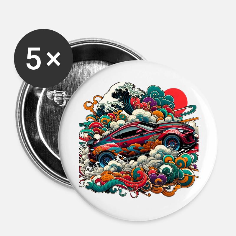 GT86 Drift JDM Car - Buttons large 2.2''/56 mm (5-pack) - white