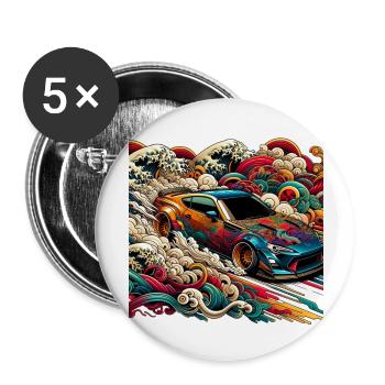 GT86 BRZ JDM Drift Car - Buttons large 2.2''/56 mm (5-pack) - white - Front