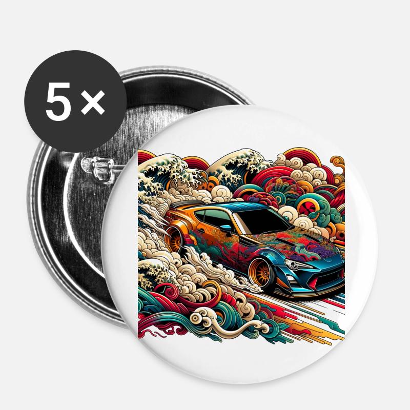 GT86 BRZ JDM Drift Car - Buttons large 2.2''/56 mm (5-pack) - white