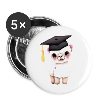 Bachelor Alpaca Studies School Leaving Certificate Graduate - Buttons large 2.2''/56 mm (5-pack) - white - Front
