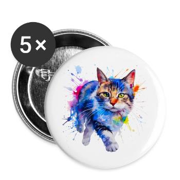 cat, kitten - Buttons large 2.2''/56 mm (5-pack) - white - Front