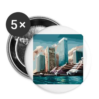 Arrival in Miami over water (Miami Collection) - Buttons large 2.2''/56 mm (5-pack) - white - Front