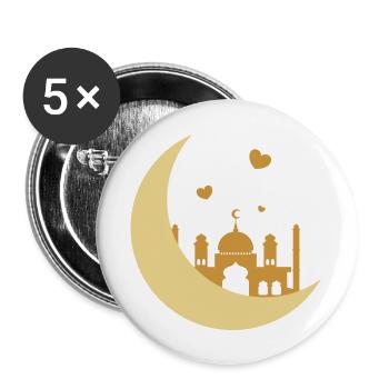 Ramadan Mubarak muslim islam Fasten moslem Allah - Buttons groß 56 mm (5er Pack) - Weiß - Vorne