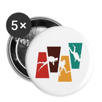 Plongée sous-marine rétro vintage - idée cadeau - Lot de 5 grands badges (56 mm) - blanc - Devant