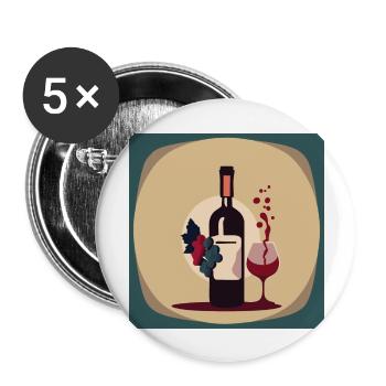 Wein / Rotwein / Weißwein - Buttons groß 56 mm (5er Pack) - Weiß - Vorne