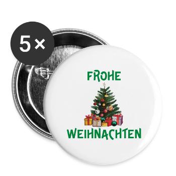 Frohe Weihnachten - Buttons groß 56 mm (5er Pack) - Weiß - Vorne