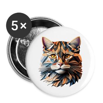 Maine Coon Cat Propriétaire Chaton Chaton Chat Chat - Lot de 5 grands badges (56 mm) - blanc - Devant