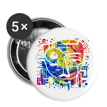 Graffiti Street Art Spray Vintage Stencil Retro - Buttons large 2.2''/56 mm (5-pack) - white - Front