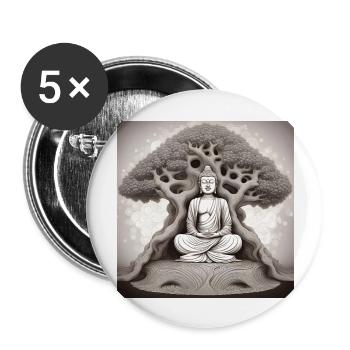 Buddha - Buttons groß 56 mm (5er Pack) - Weiß - Vorne
