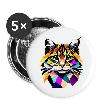Maine Coon Cat Kitten Cat Owner Male Cat - Buttons large 2.2''/56 mm (5-pack) - white - Front