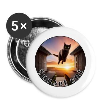 Sunset cat 2 - Buttons large 2.2''/56 mm (5-pack) - white - Front