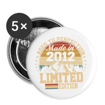 Made in 2012 - Aged with perfection - Buttons large 2.2''/56 mm (5-pack) - white - Front
