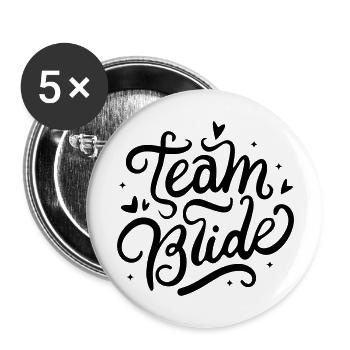 Hen Party Team Bride in black - Buttons large 2.2''/56 mm (5-pack) - white - Front