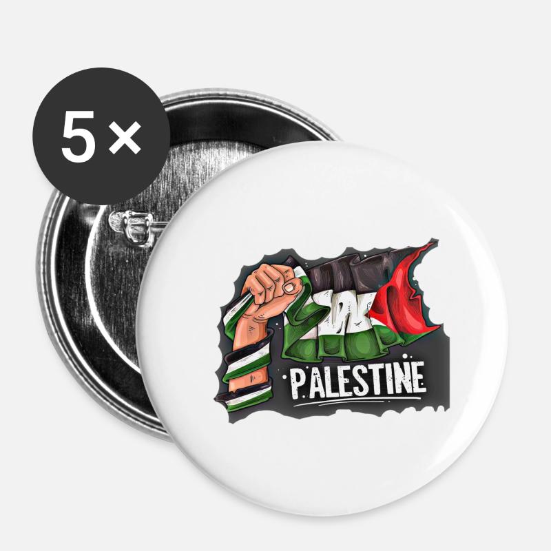 Palestine - Buttons large 2.2''/56 mm (5-pack) - white