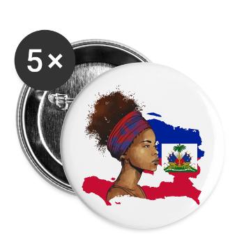 Haiti Haitian Flagge Frau Prinzessin I Geschenk - Buttons groß 56 mm (5er Pack) - Weiß - Vorne