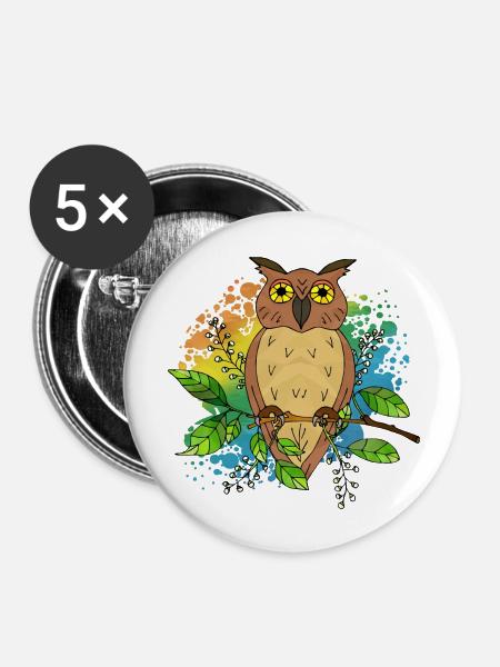 Vogel - Buttons groß 56 mm (5er Pack) - Weiß